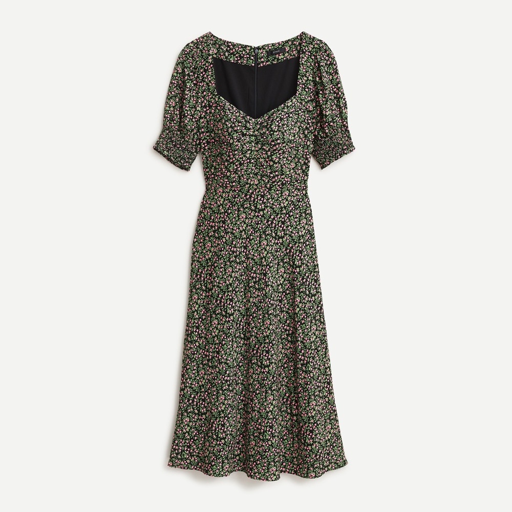 NWT J. Crew Smocked-sleeve midi dress in floral